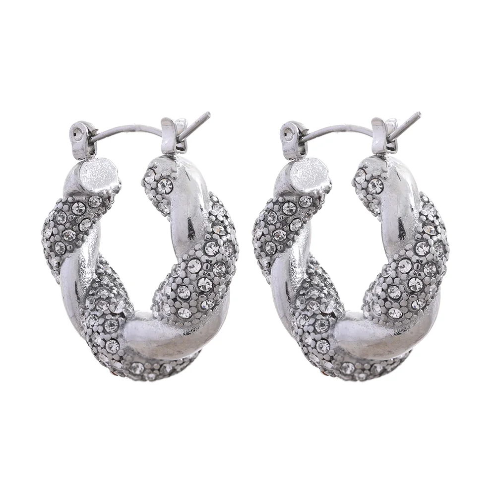 Twisted Cubic Zirconia Hoop Earrings