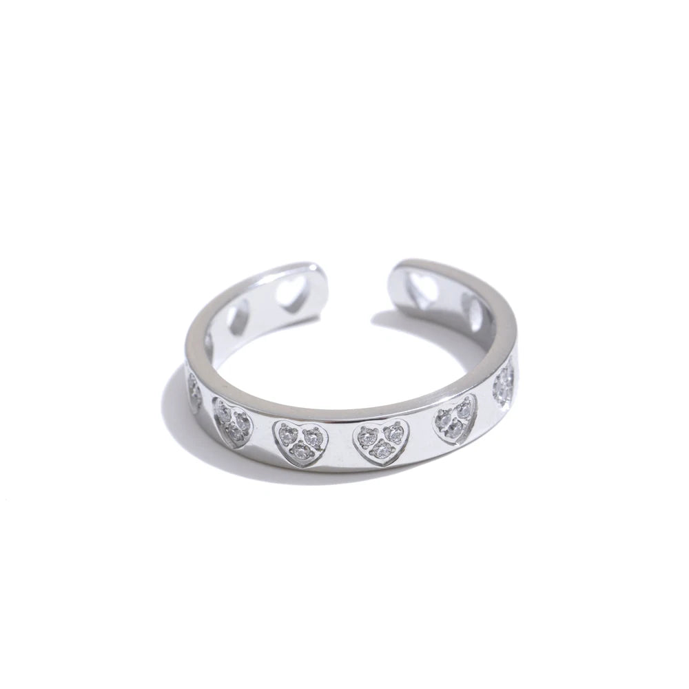 CZ Heart Adjustable Ring