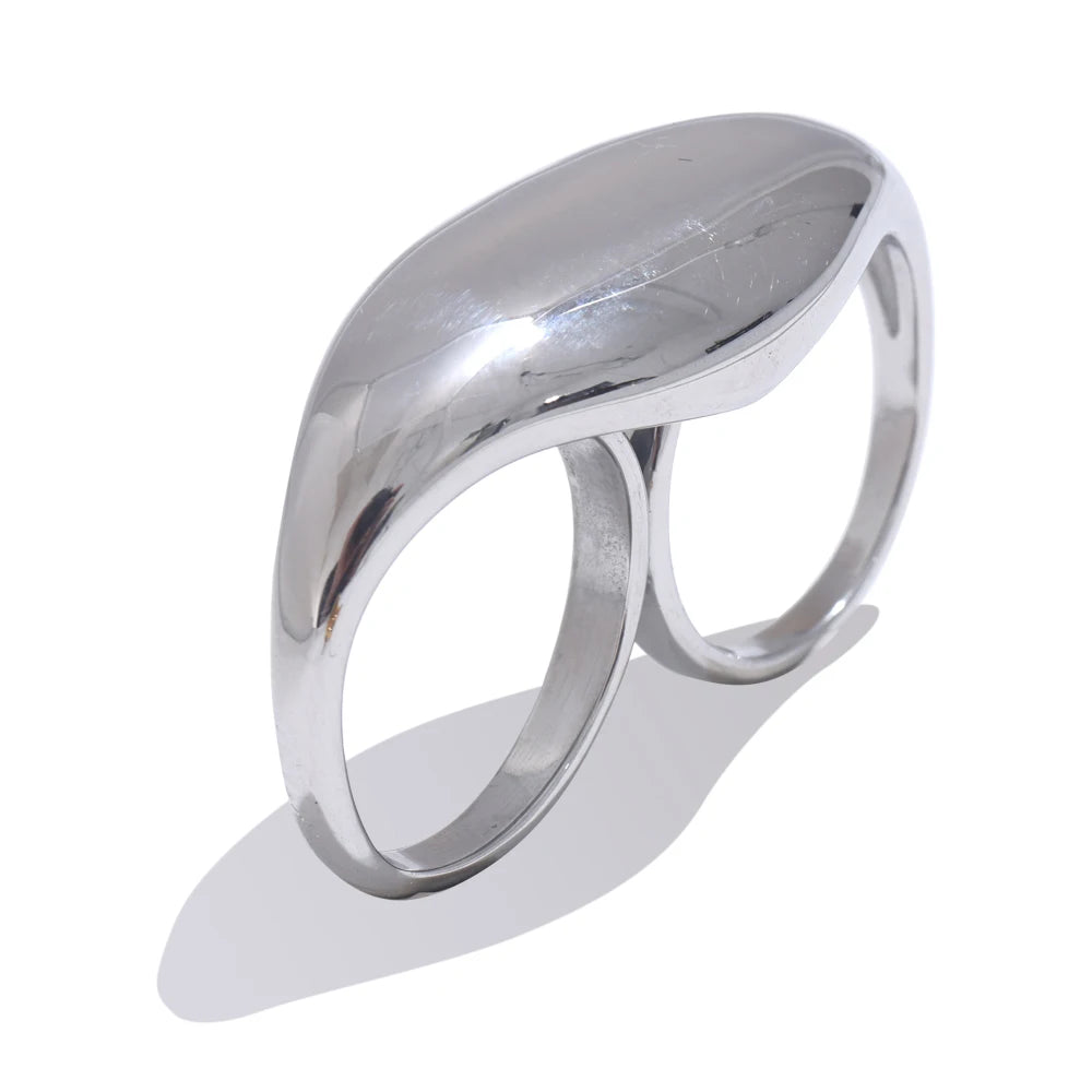 Stainless Steel Double Finger Geometric Ring