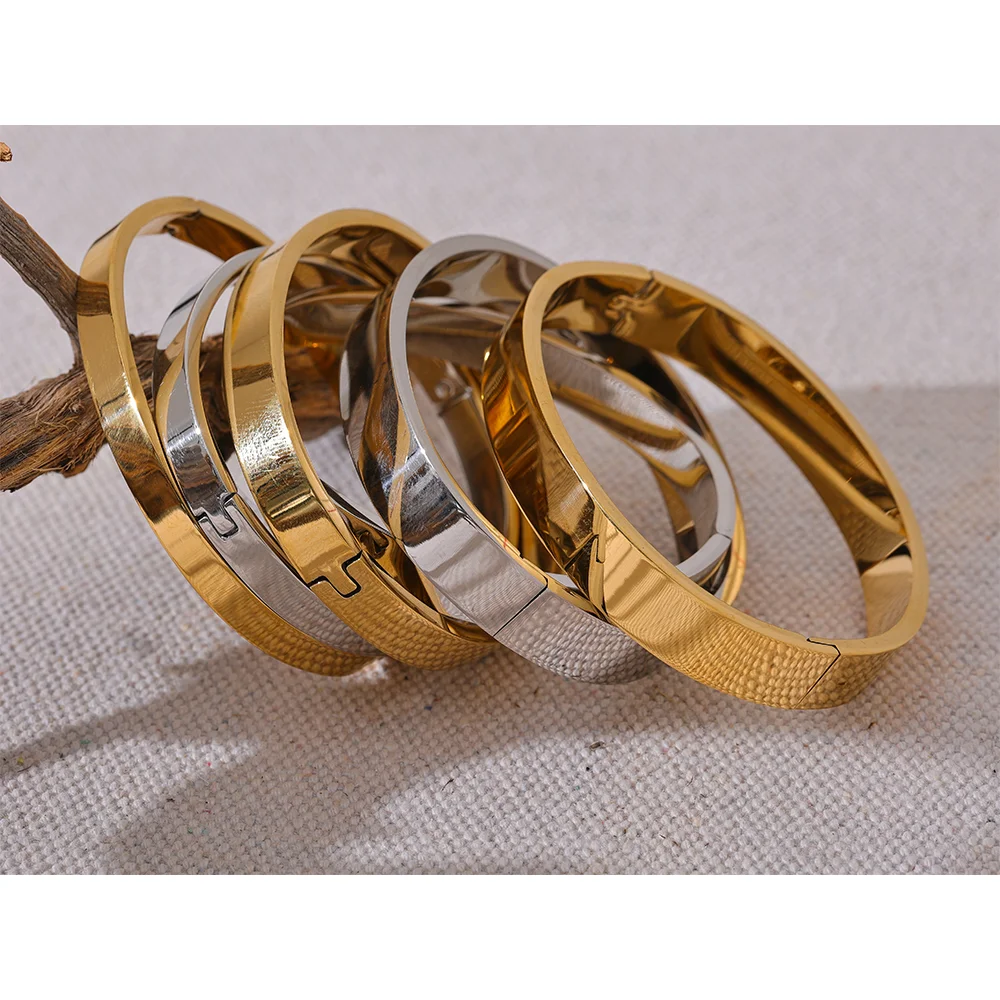 High-Quality Stainless Steel Wide Bangle Bracelet