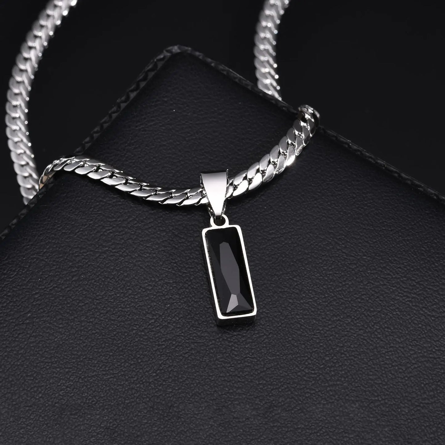 Men’s Black Stone Pendant Necklace