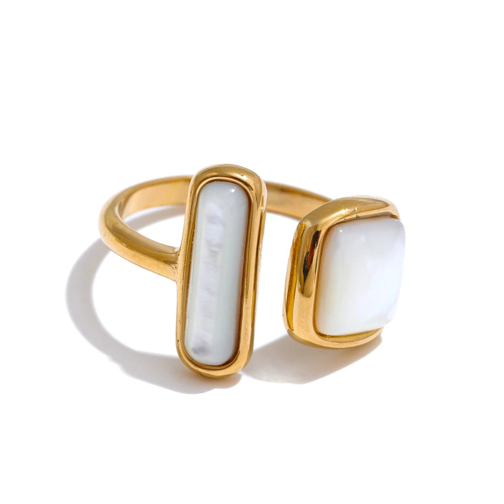 Natural Thicker Shell Finger Golden Textured Rings