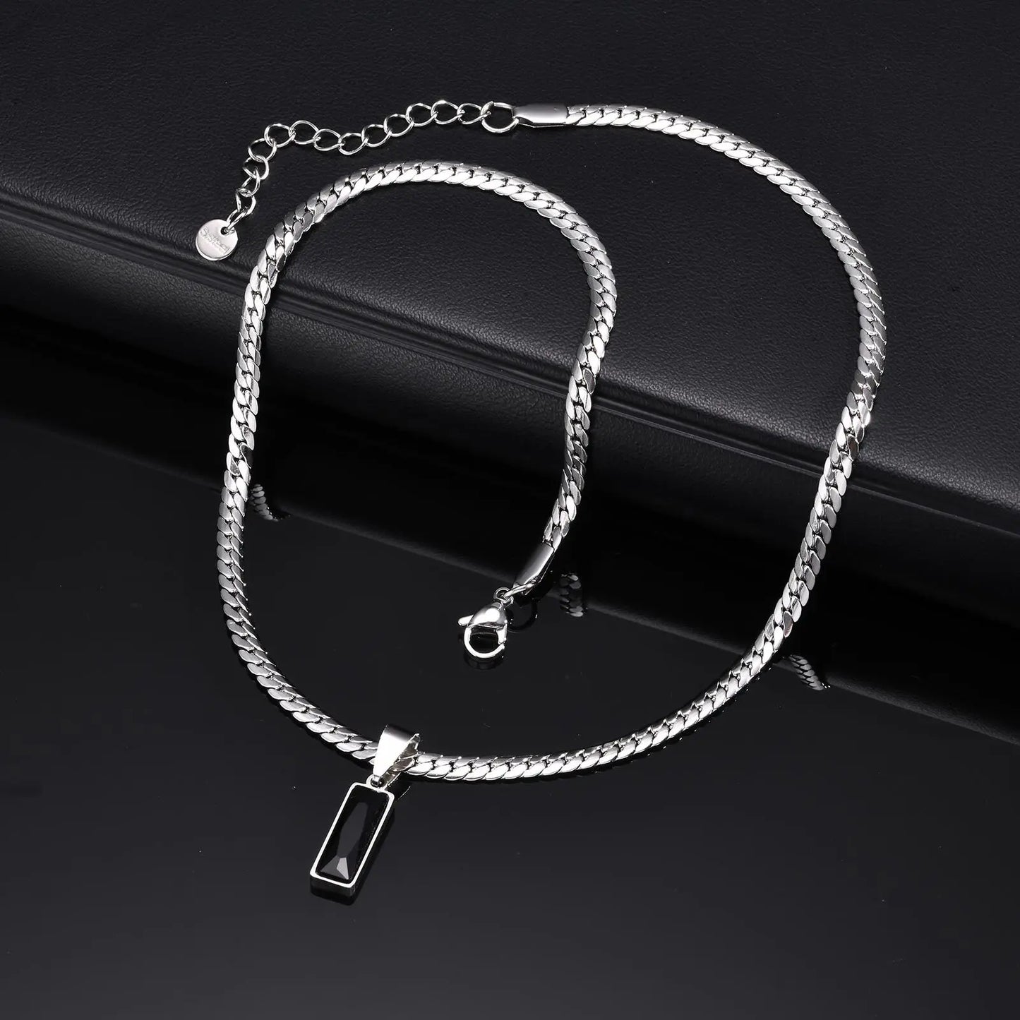 Men’s Black Stone Pendant Necklace