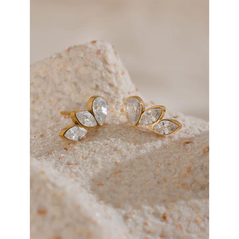 Cubic Zirconia Exquisite Wing Small Stud Earrings