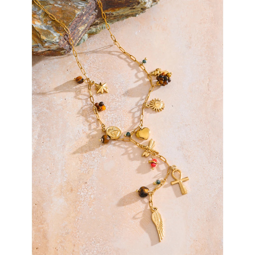 Dragonfly Wing Cross Heart Pendant