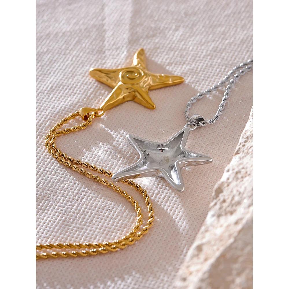 Golden Starfish Pendant Necklace