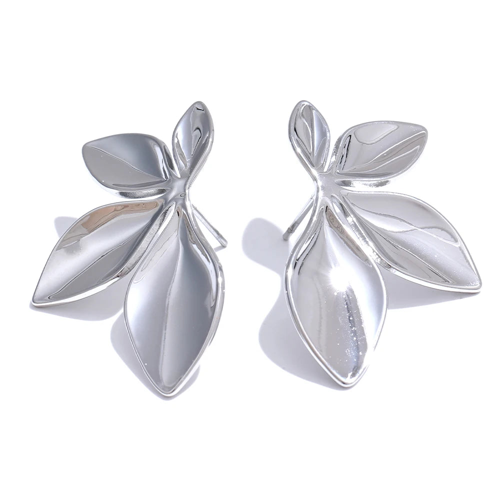 Hypoallergenic & Waterproof Leaves Flower Stud Earrings