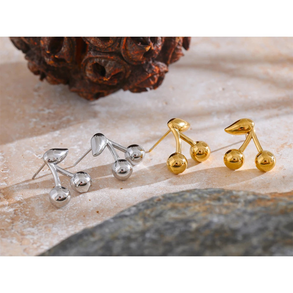 Chic Cherry Stud Earrings