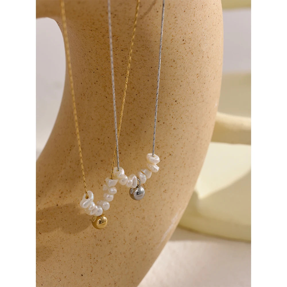 Tarnish-Free Natural Pearl Beads Necklace