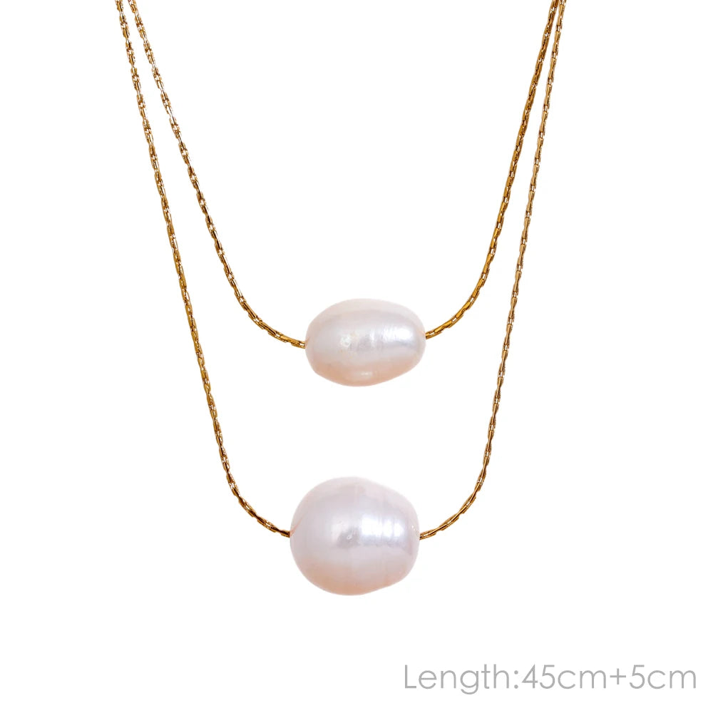 Tarnish-Free Natural Pearl Beads Necklace