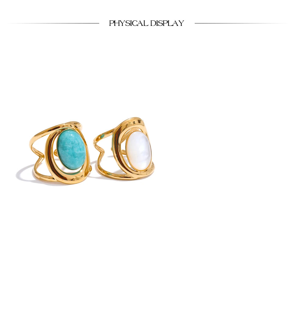 Natural Stone Open Adjustable Ring