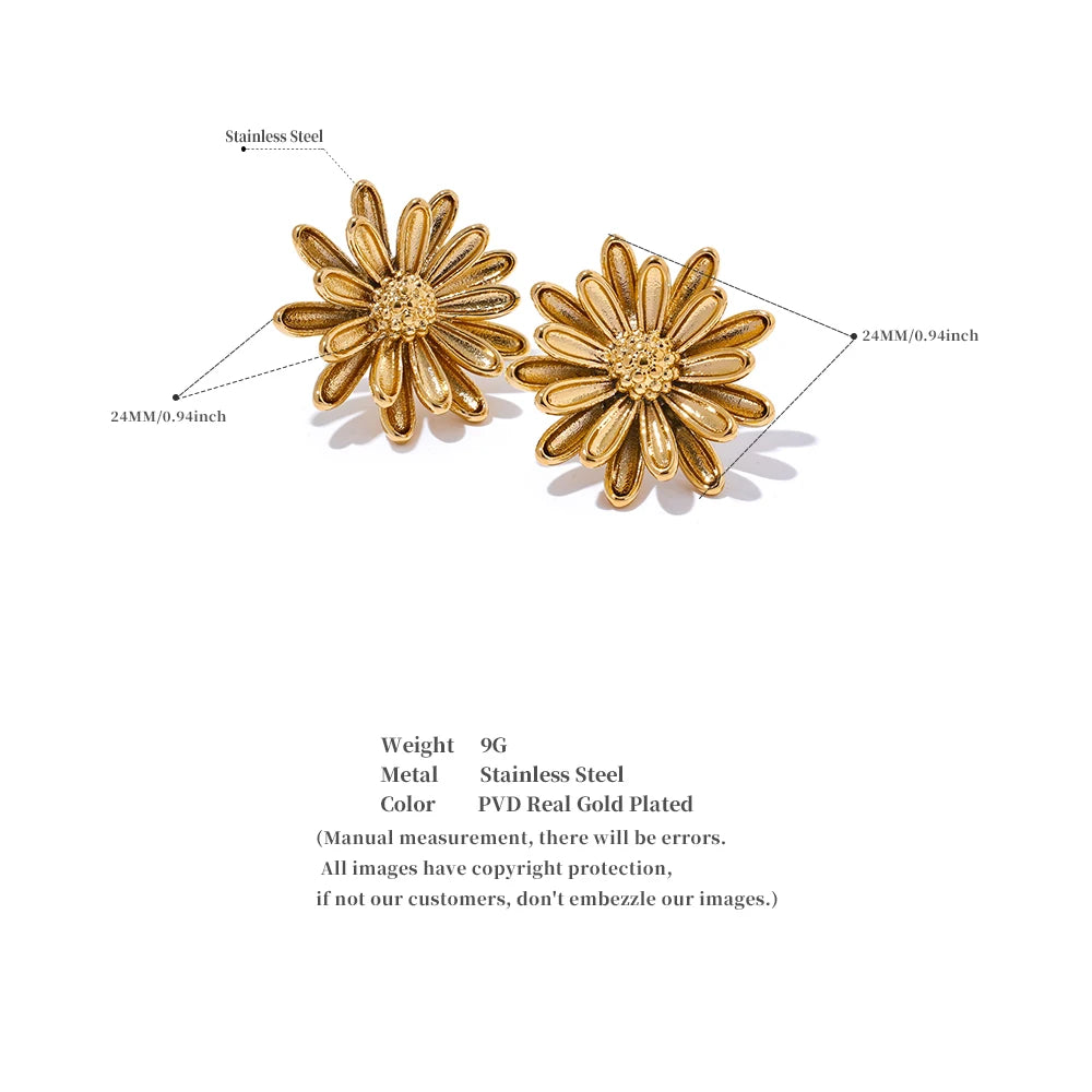 Chrysanthemum Flower Stud Earrings