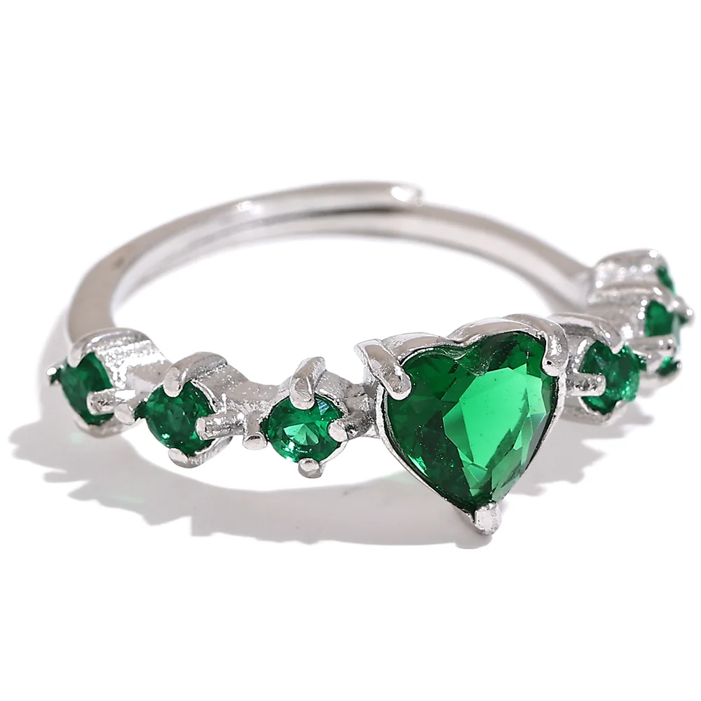 Adjustable CZ Heart Ring