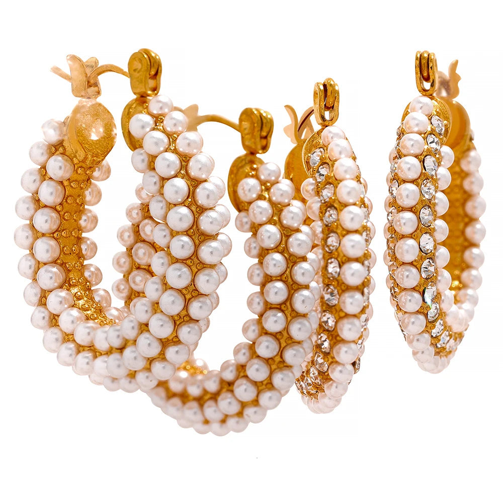 Exquisite Luxury Pearl Huggie Hoop Earrings
