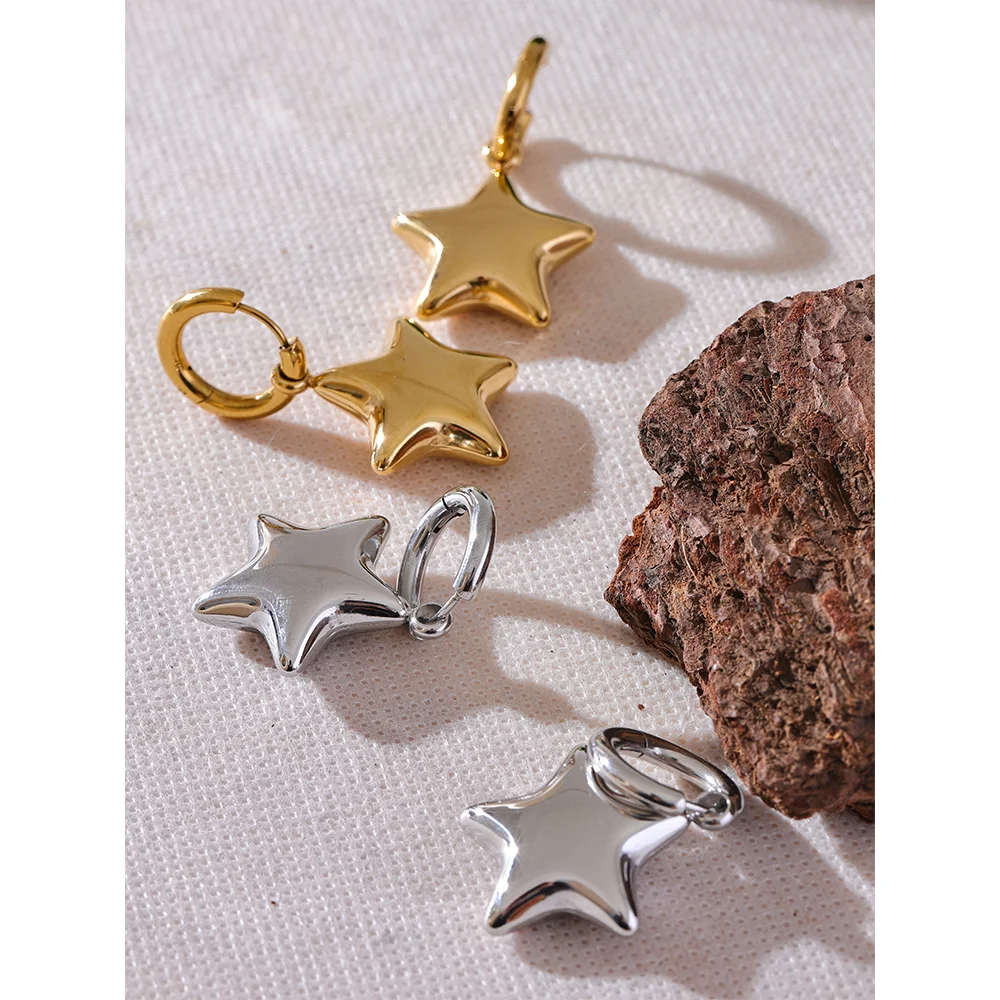 Star Hollow Thick Hoop Earrings