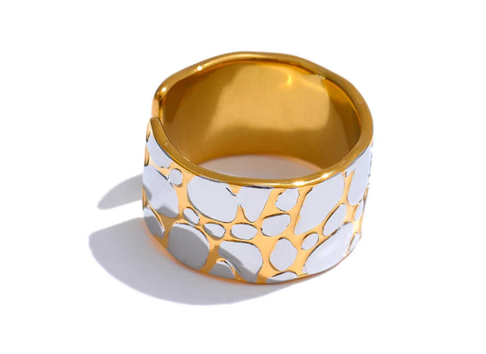 Wide Double Color Statement Ring