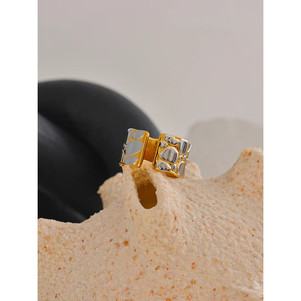 Wide Double Color Statement Ring