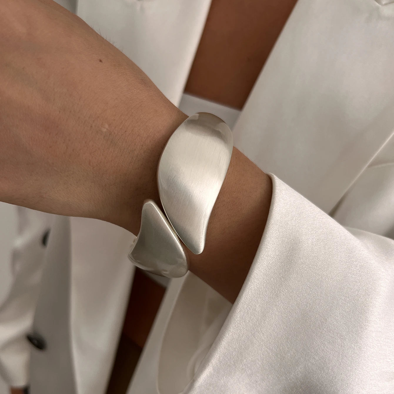 Chunky Matte Gold Irregular Wide Cuff Bangle