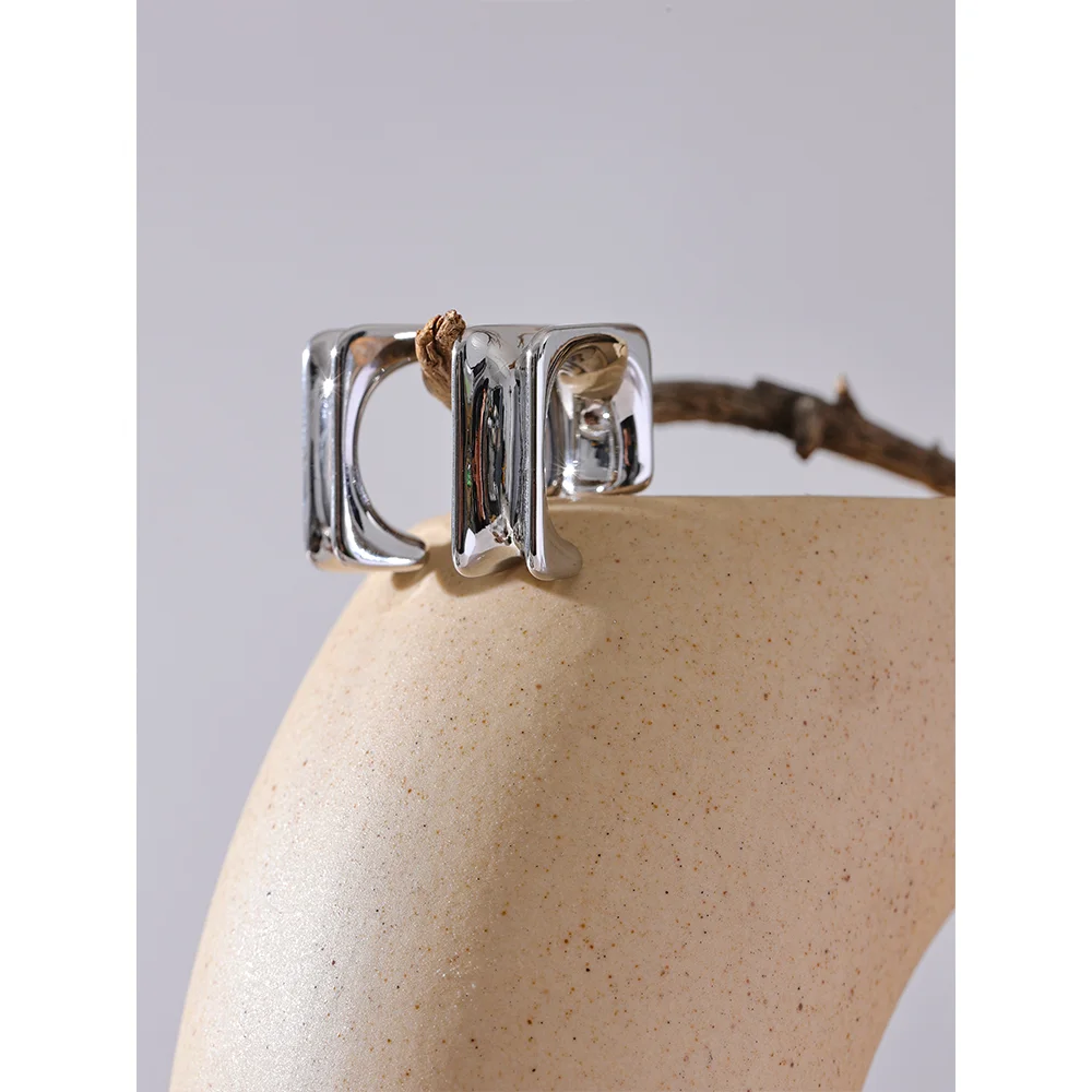 Square Geometric Huggie Earrings