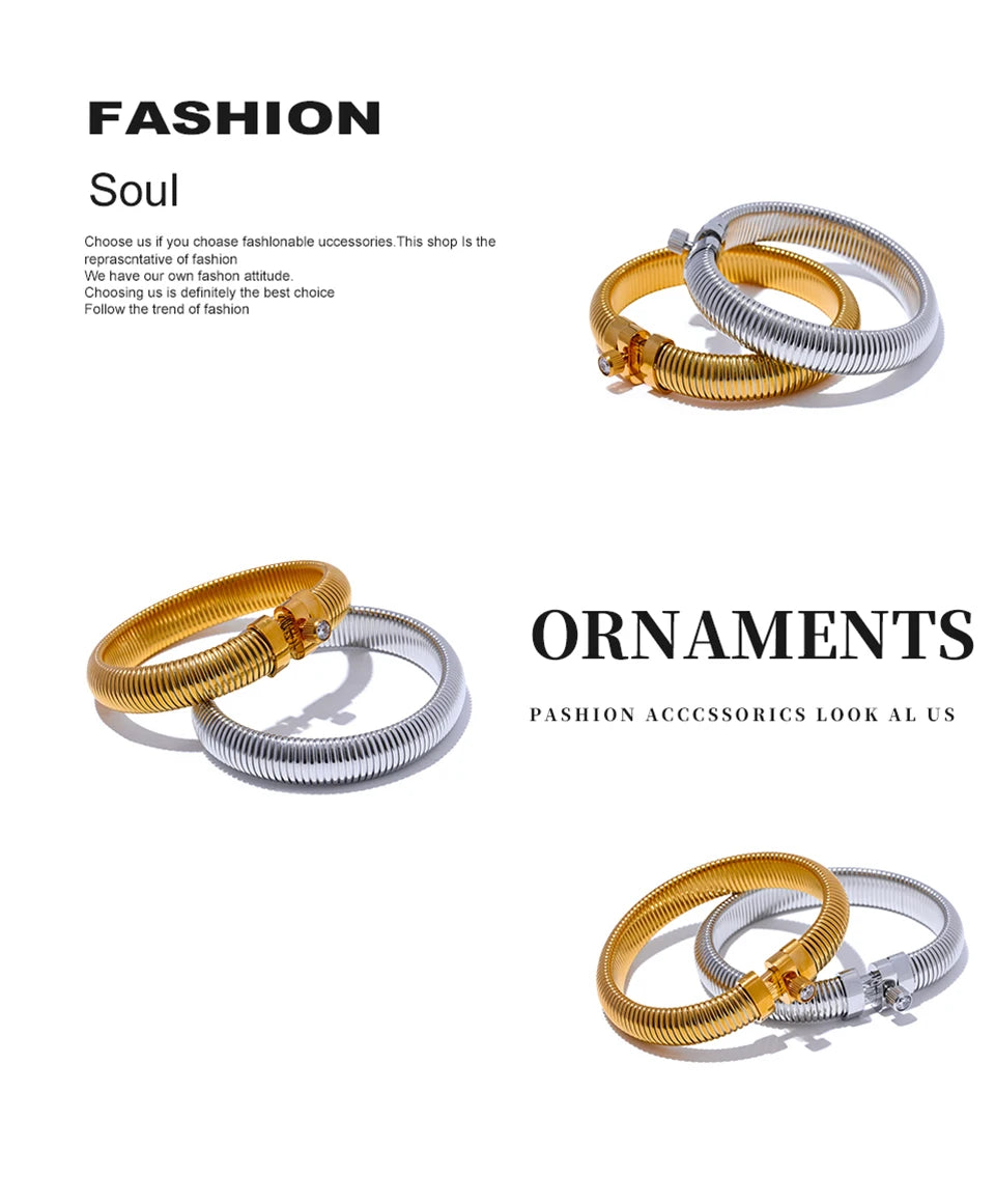 Stainless Steel Elastic Thick Bracelet Bangle