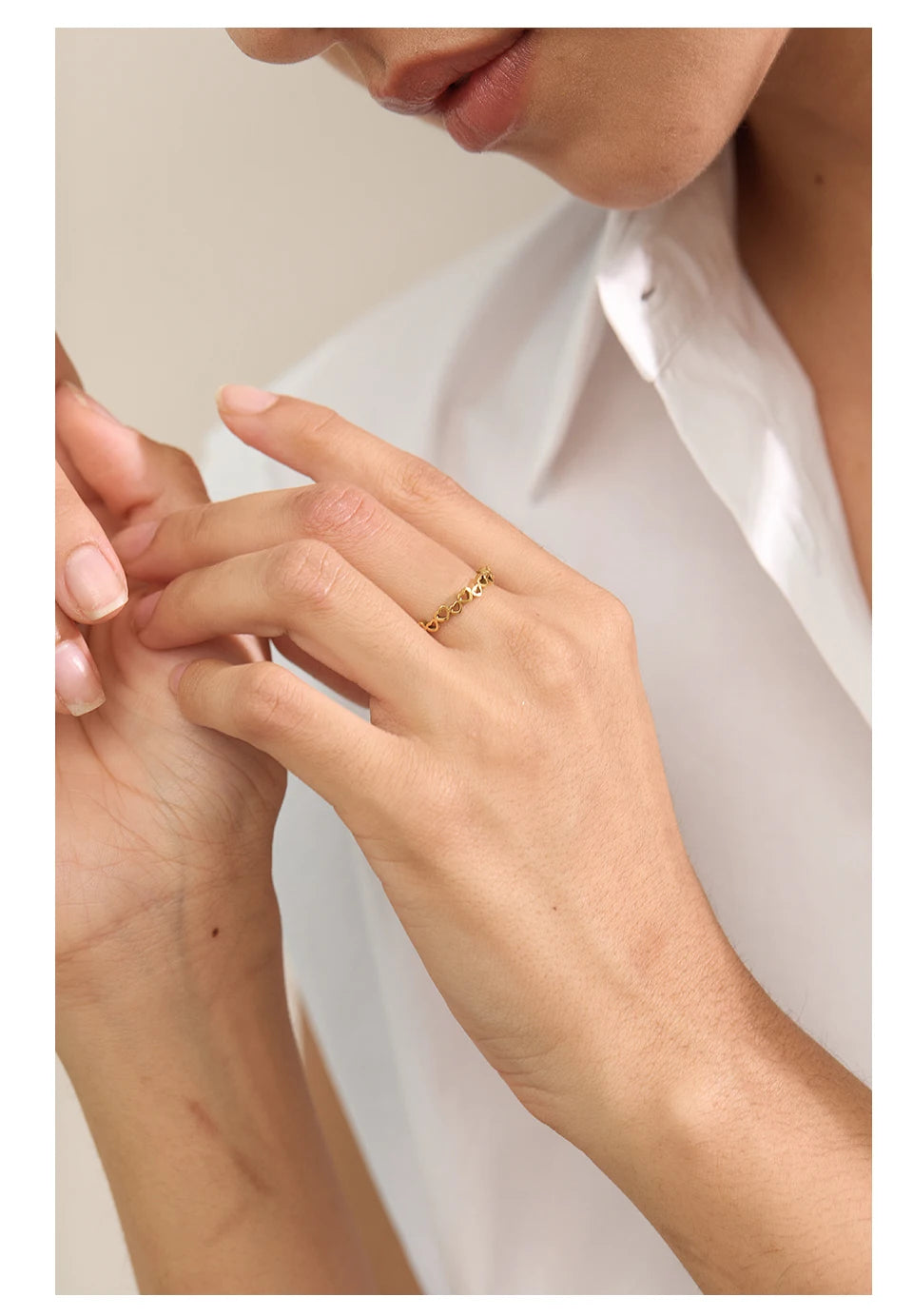 Minimalist Hollow Heart Ring – Gold Stainless Steel