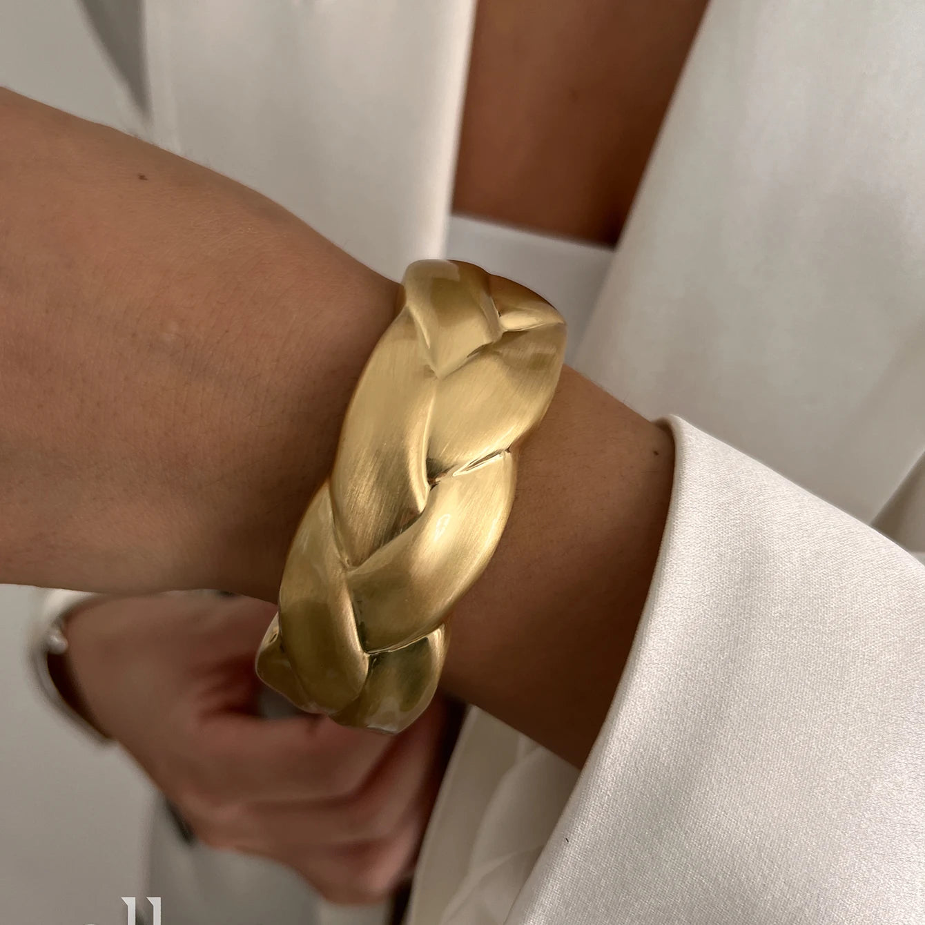 Chunky Matte Gold Irregular Wide Cuff Bangle