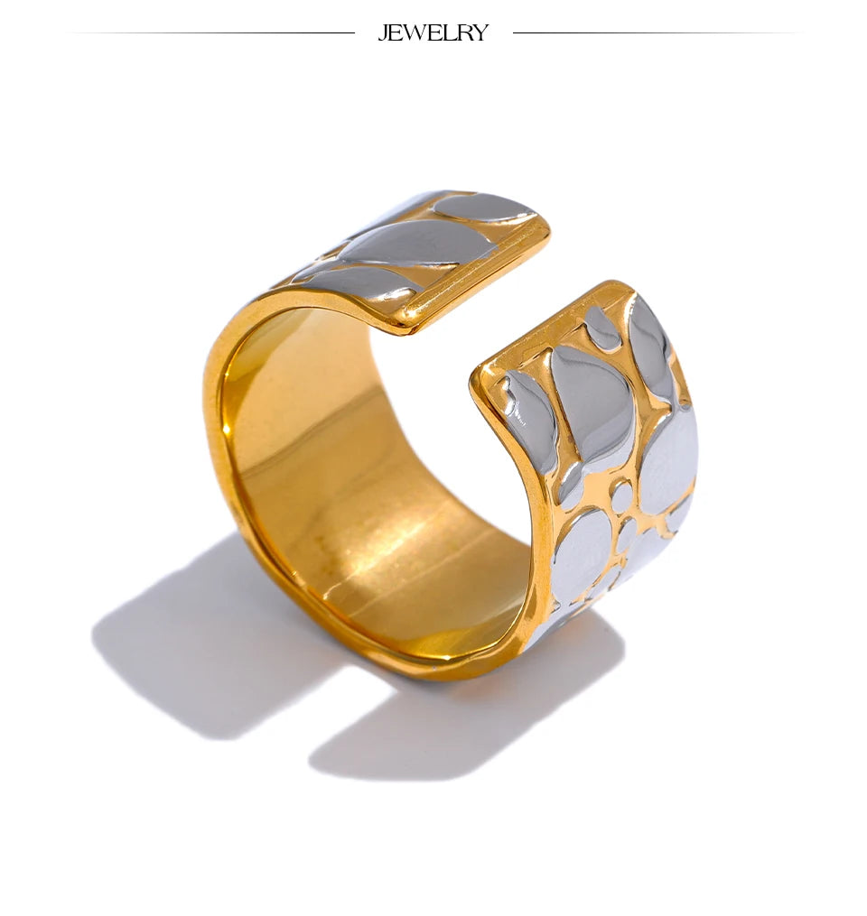 Wide Double Color Statement Ring