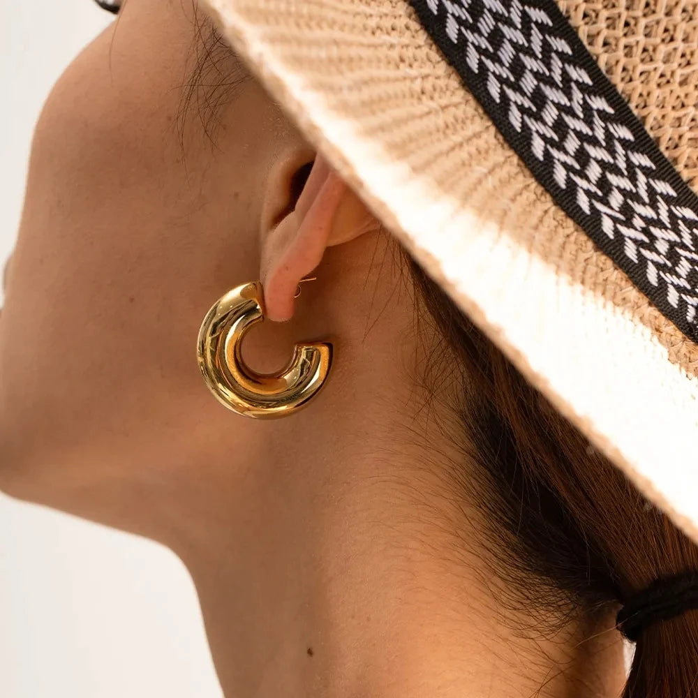 Geometric Statement Hollow Earrings