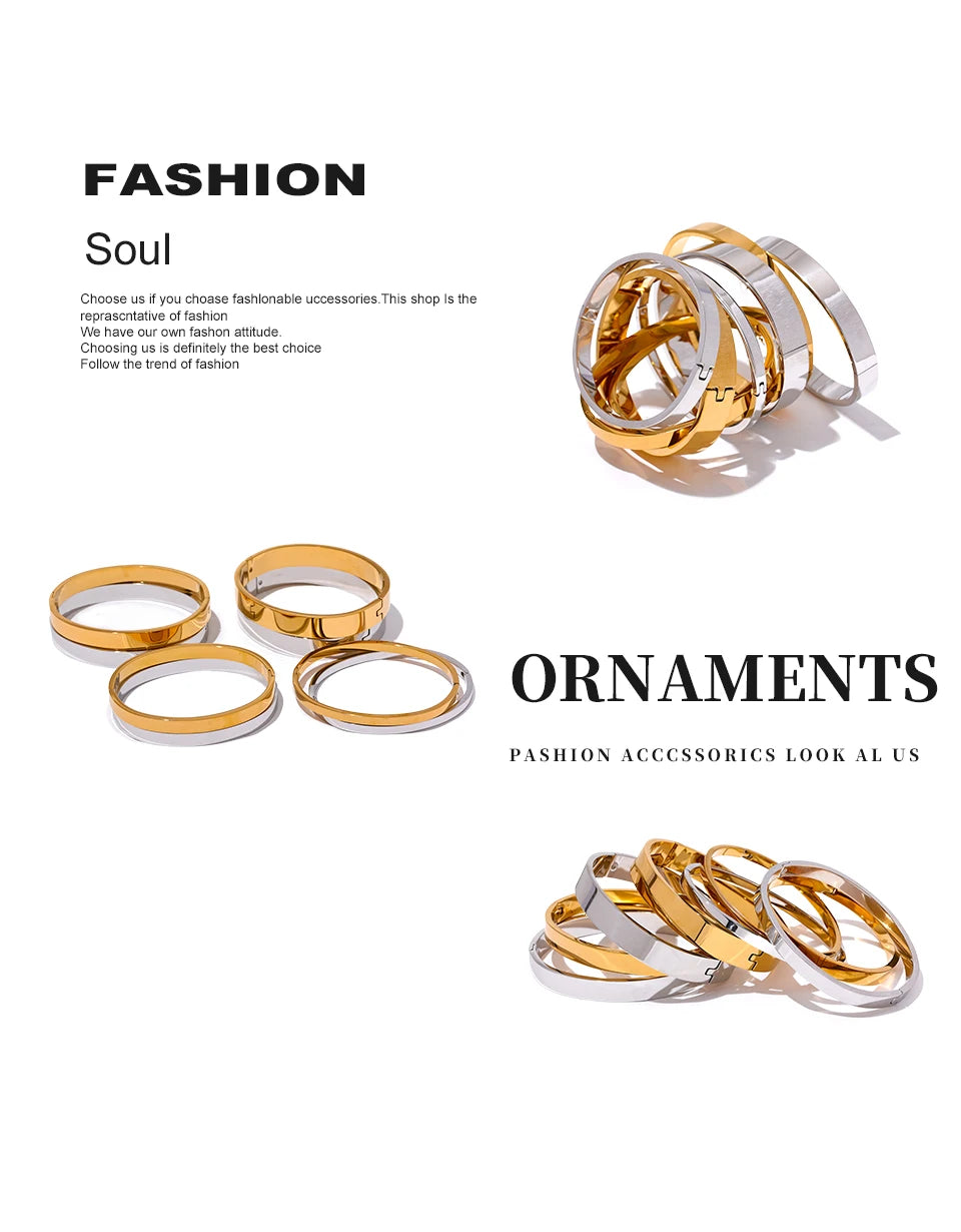 High-Quality Stainless Steel Wide Bangle Bracelet