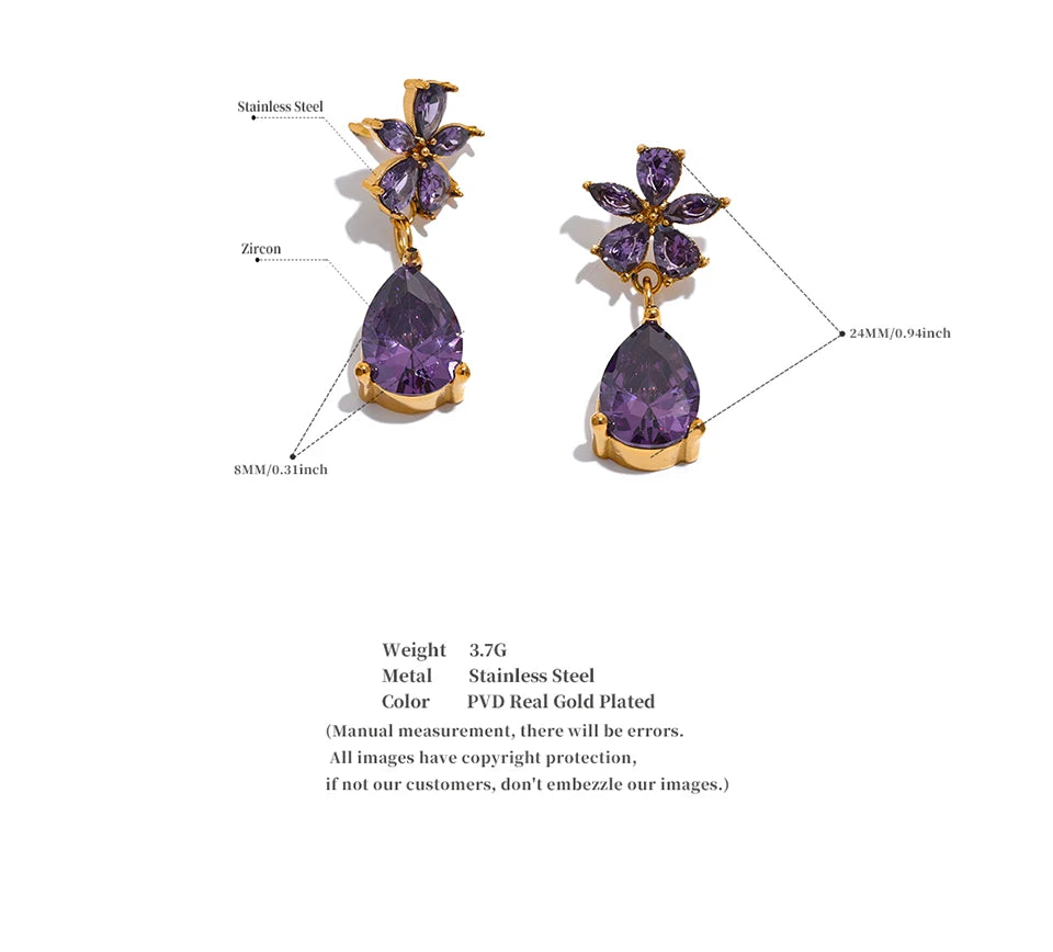 Luxury Colorful Flower Drop Earrings