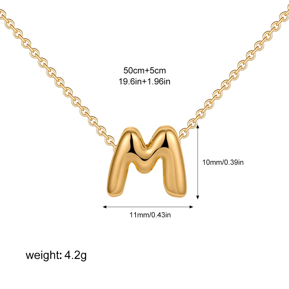3D Bubble Initial A-Z Alphabet Mini Necklace