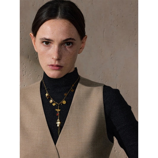 Dragonfly Wing Cross Heart Pendant