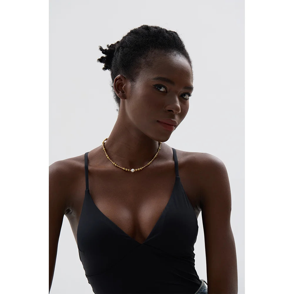 Waterproof Natural Pearl Beaded Necklace
