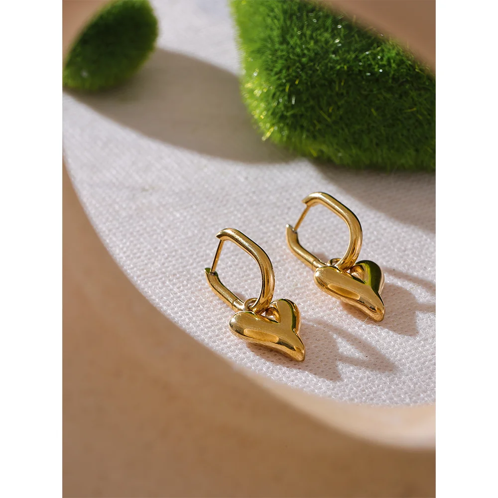 Heart Drop Hoop Earrings