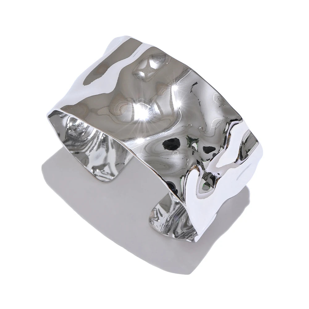 Wide Large Stainless Steel Cuff Bracelet