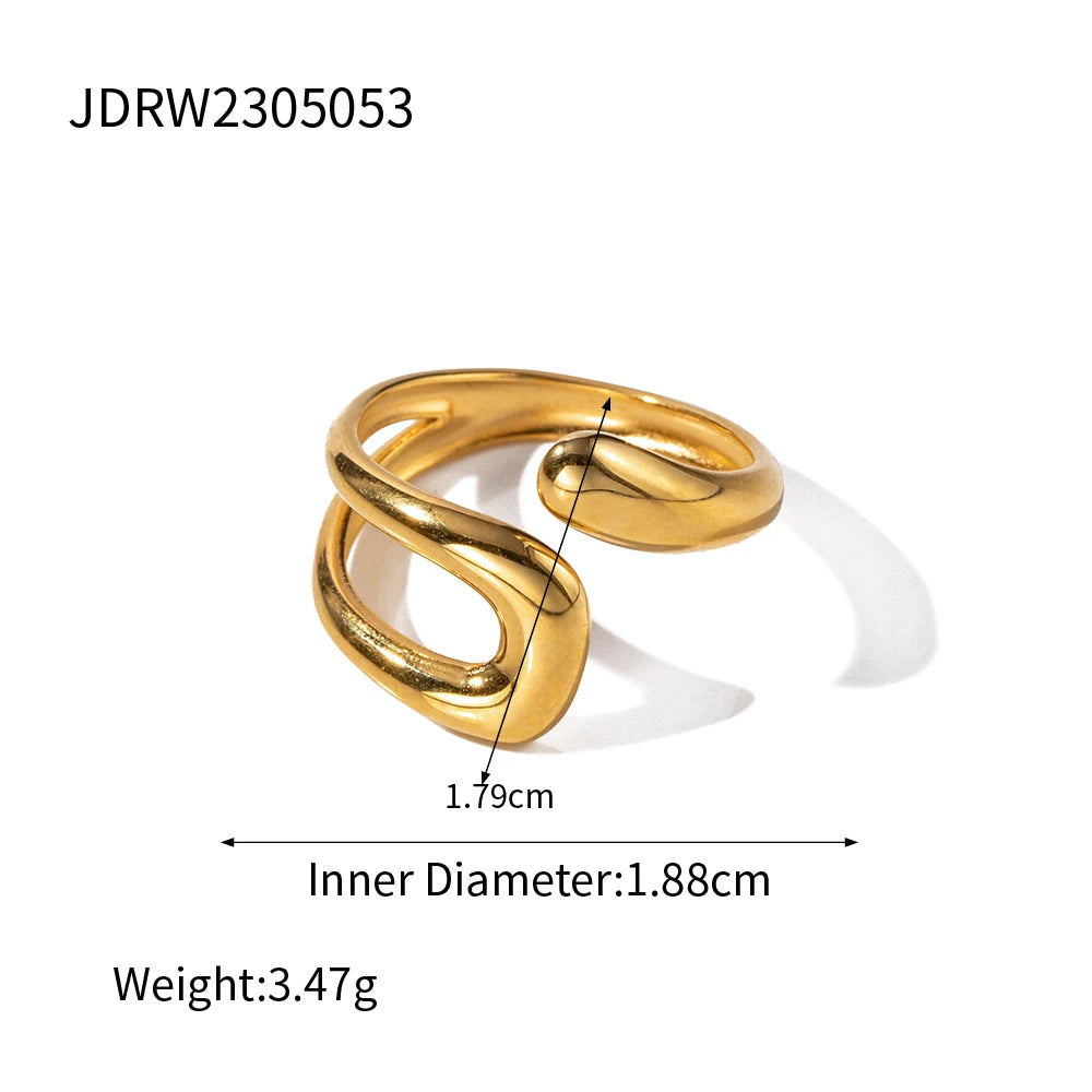 Geometric Wide Stainless Steel Rings