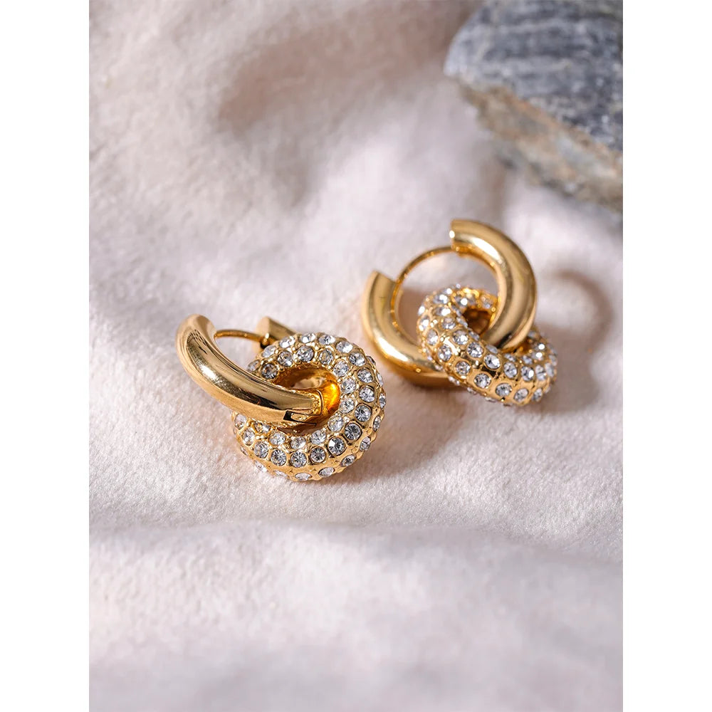 Cubic Zirconia Round Huggie Hoop Earrings