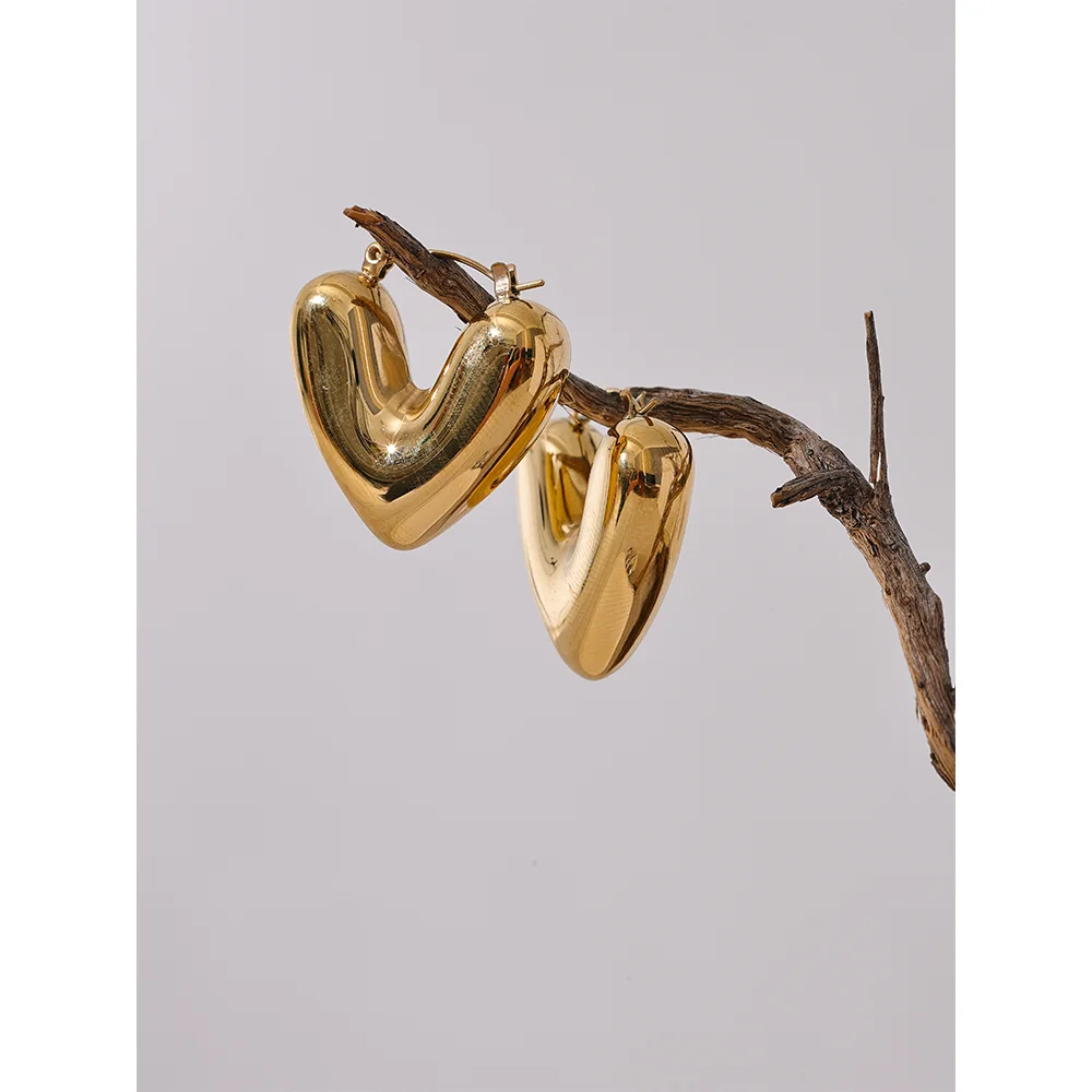 Chunky Heart Hoop Earrings