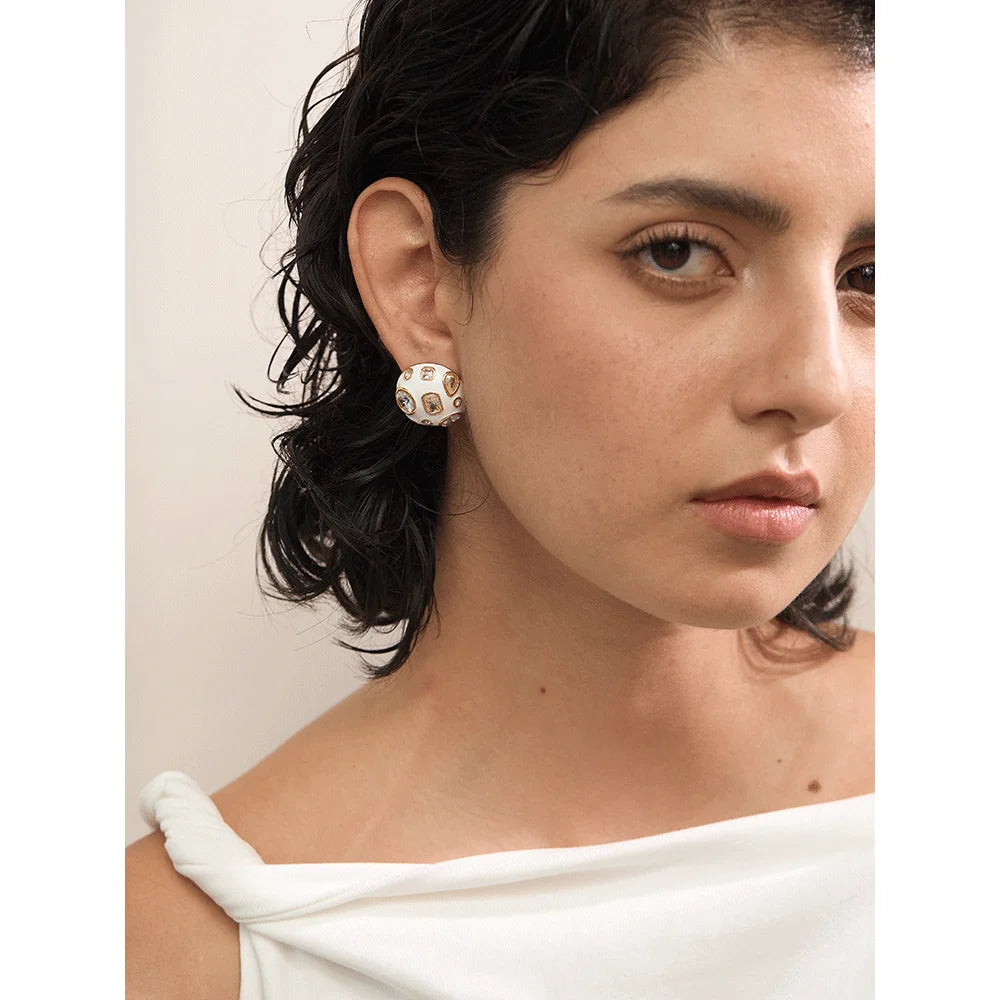 Cubic Zirconia Charm Stud Earrings
