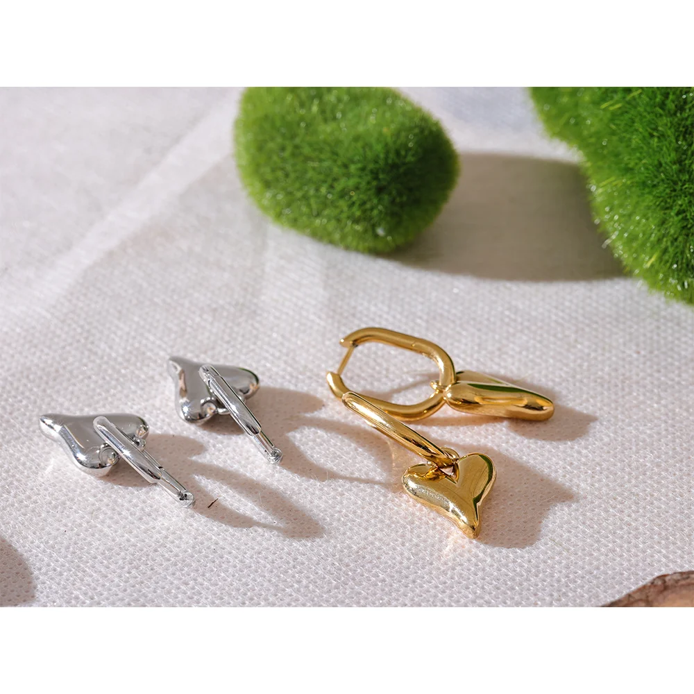 Heart Drop Hoop Earrings