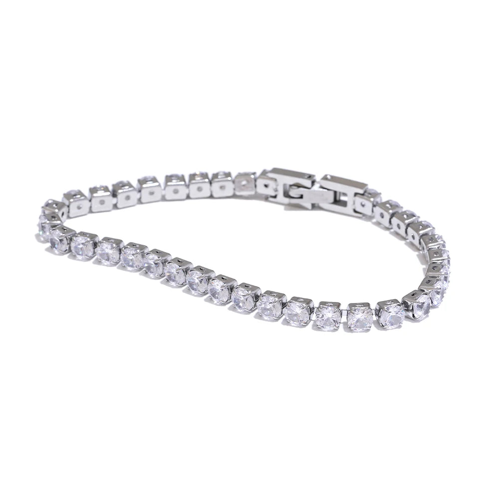 Cubic Zirconia Chain Wrist Bracelet Bangle