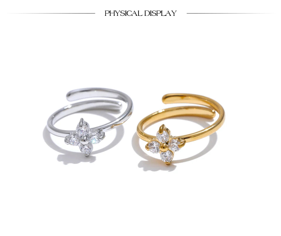 Exquisite Bling Cubic Zirconia Flower Ring