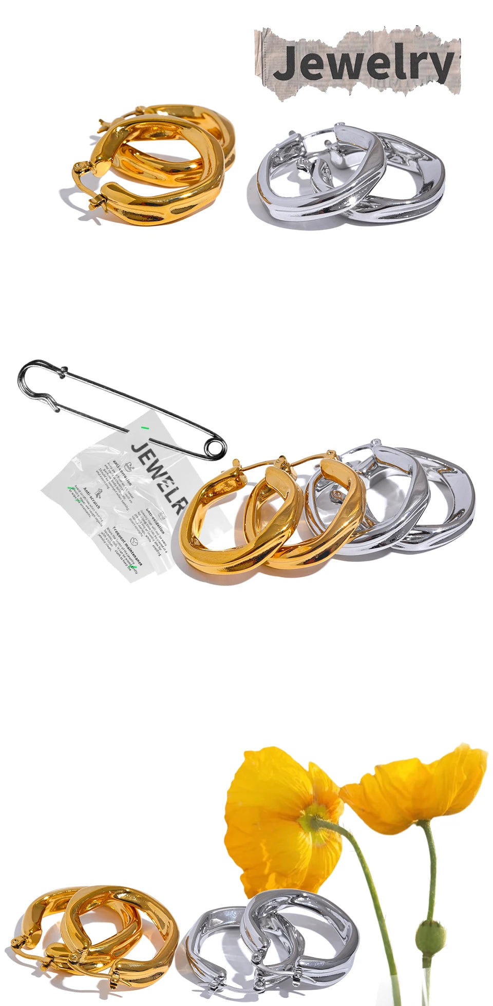 316L Stainless Steel Hollow Hoop Earrings