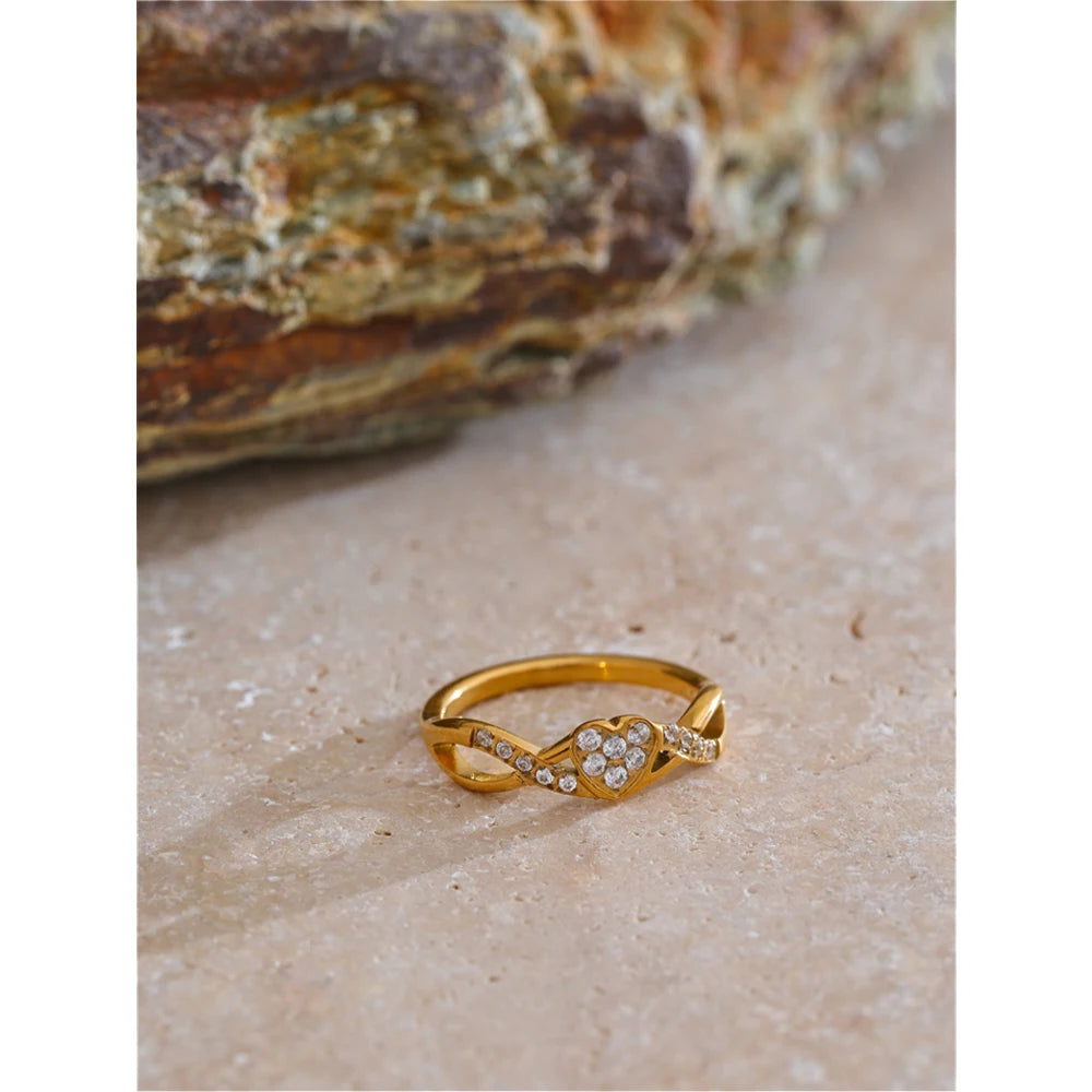 Thin CZ Heart Ring