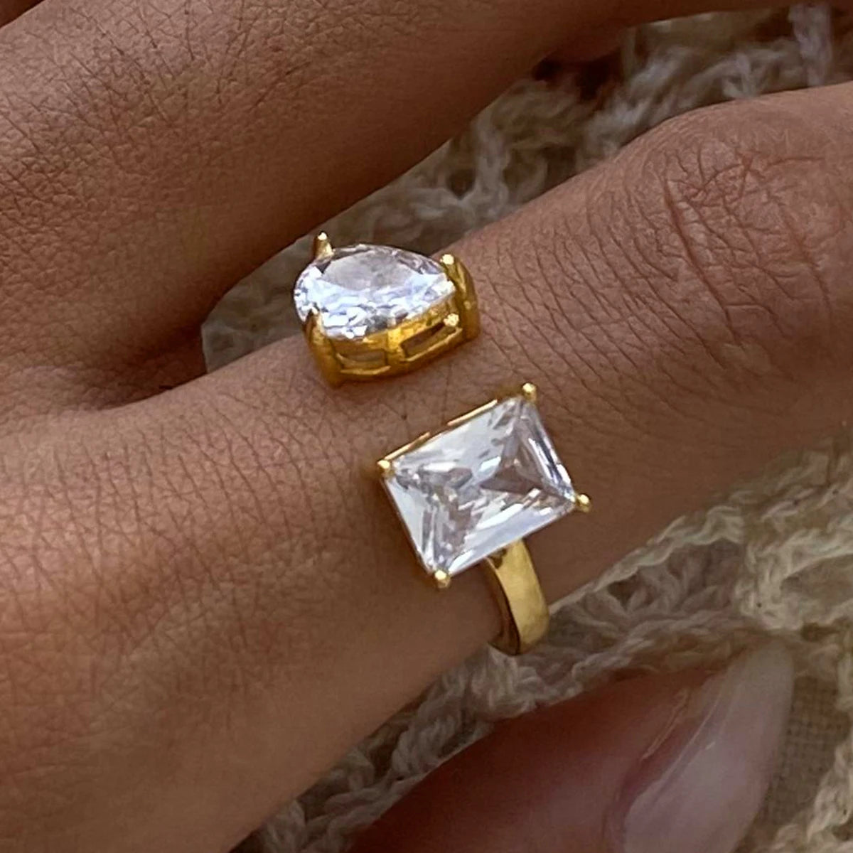 Cubic Zirconia Open-end Rings