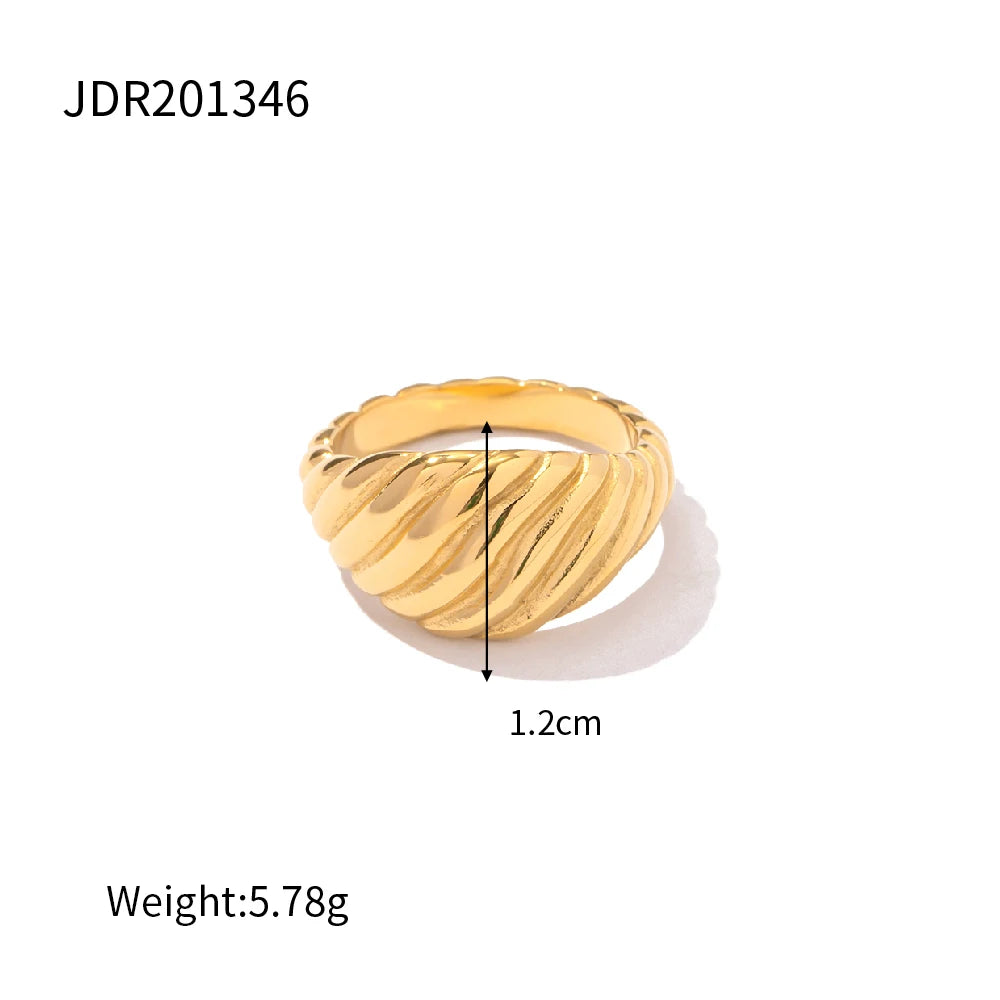 18K Gold Plated Stainless Steel Geometric Fashion Rings