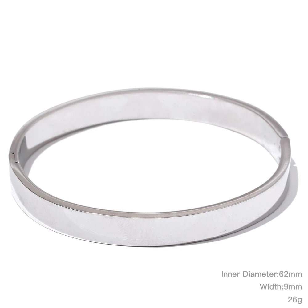 High-Quality Stainless Steel Wide Bangle Bracelet