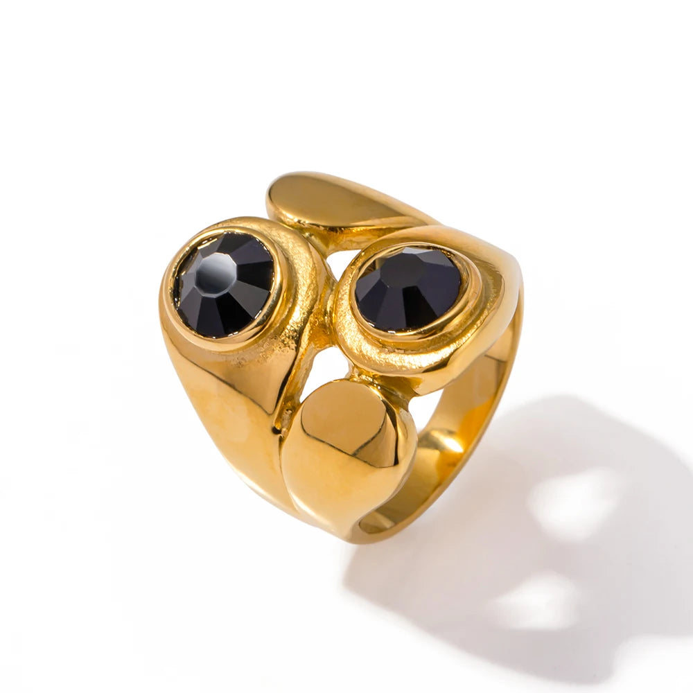 18K PVD Gold Stainless Steel, Waterproof Vintage Style rings