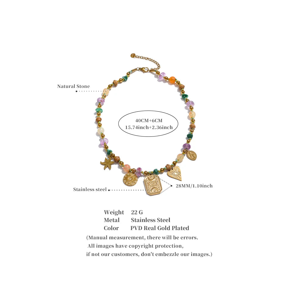 Handmade Colorful Natural Stone Drop Necklace