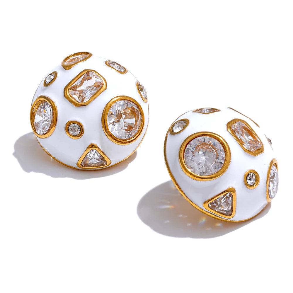 Cubic Zirconia Charm Stud Earrings